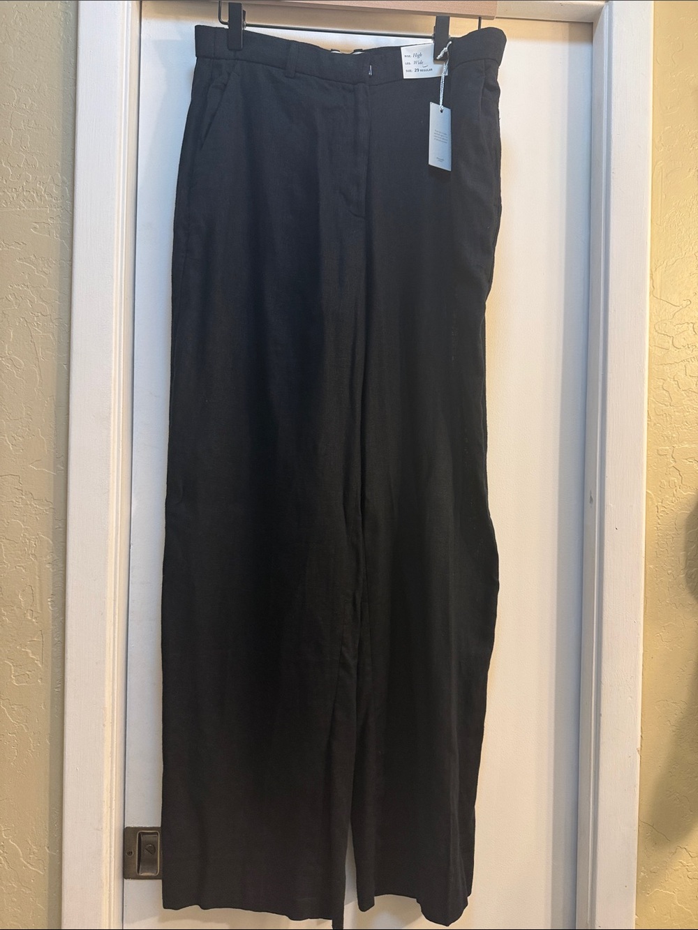Abercrombie & Fitch Women’s Black High Rise Wide-Leg Linen Pants